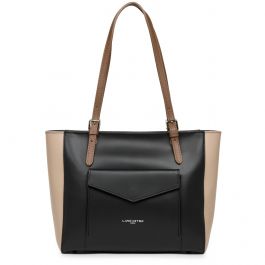 Sac Shopping Cabas Paule Constance Cuir Noir Nude Vison Sacbagage