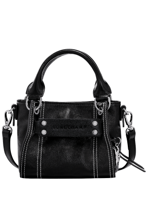 Sac à main XS Longchamp 3D par Longchamp en cuir noir brillant