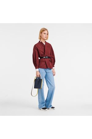 Sac cabas XS Épure par Longchamp en cuir tricolore bleu marine