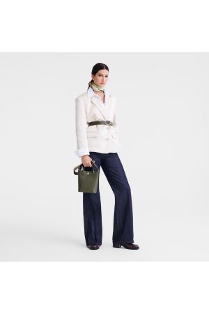Sac cabas XS Épure par Longchamp en cuir lisse kaki