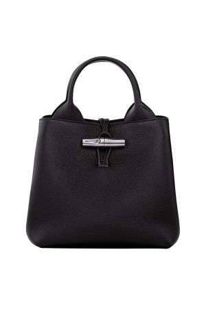 Sac à main S Le Roseau par Longchamp en cuir noir