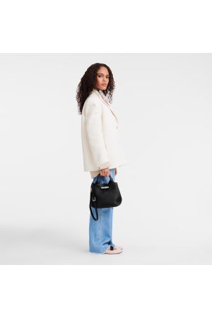 Sac à main S Le Roseau par Longchamp en cuir noir