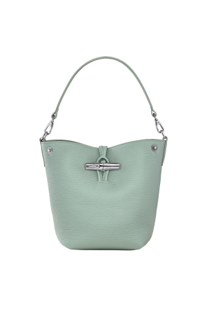 Sac à main seau Roseau par Longchamp en cuir bleu ciel