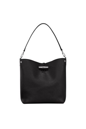 Sac porté épaule M Le Roseau de la marque Longchamp en cuir noir