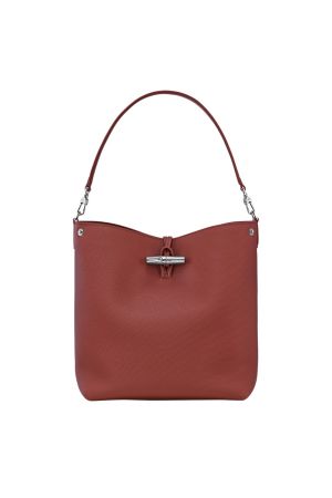 Sac porté épaule M Le Roseau par Longchamp en cuir châtaigne