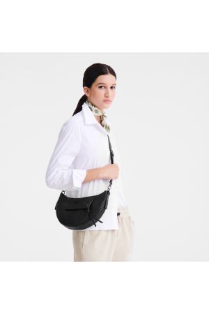 Sac bandoulière S Longchamp 3D par Longchamp en cuir noir