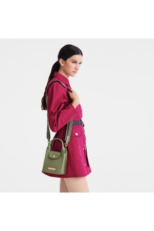 Sac cabas XS Le Pliage Xtra par Longchamp en cuir lisse kaki