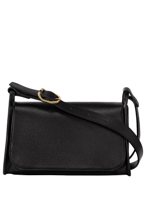 Sac bandoulière M Le Foulonné par Longchamp en cuir noir