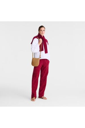 Sac bandoulière S Le Roseau par Longchamp en cuir camel