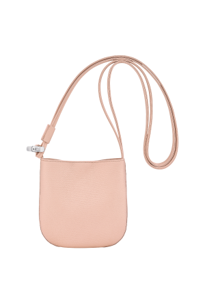 Sac bandoulière S Le Roseau par Longchamp en cuir rose pâle