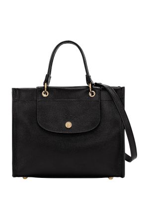 Sac à main S Cabas par Longchamp en cuir noir