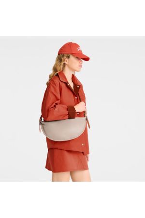 Sac bandoulière M Smoothie par Longchamp en cuir gris