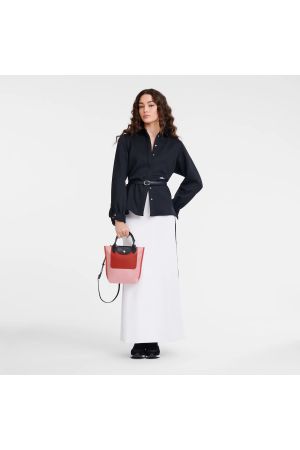 Sac cabas porté main bi matière en rose de la marque Longchamp