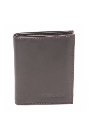 Porte-papiers Pablo cuir-Marron coutures Orange