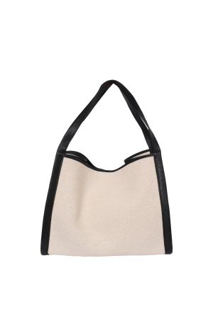 sac cabas Abro 24Hours en toile beige et cuir noir