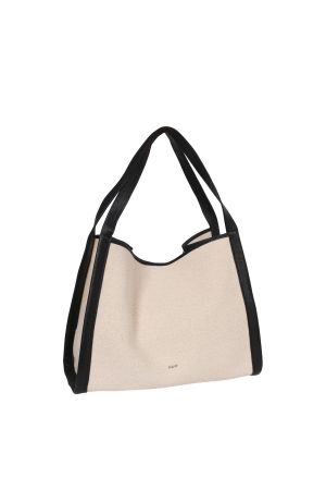 sac cabas Abro 24Hours en toile beige et cuir noir