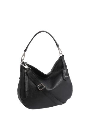 sac besace Abro Adria en cuir grainé noir