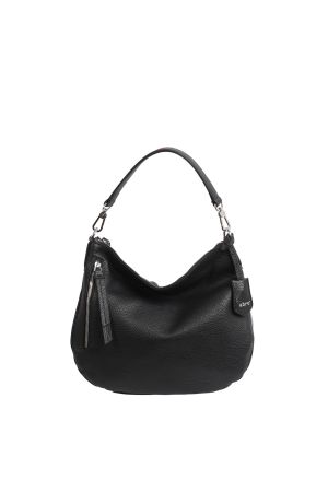 sac besace Abro Adria en cuir grainé noir