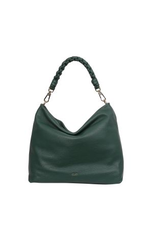 sac porté épaule Kaia cuir de vachette souple vert Abro