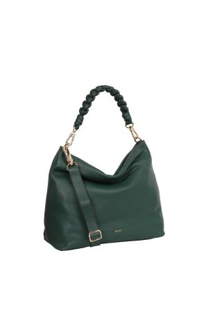 sac porté épaule Kaia cuir de vachette souple vert Abro