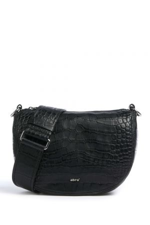 sac bandoulière Mina en cuir de vache gaufré effet croco noir Abro