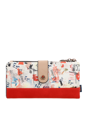 portefeuille souple face avant avec motifs rouge et illustrations fun & music collection anekke 