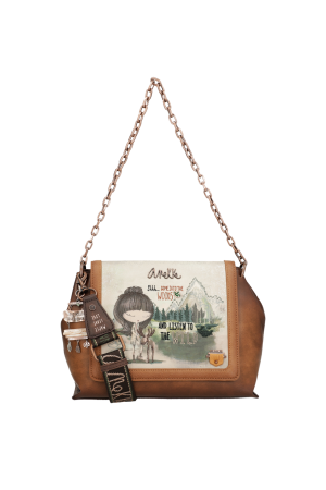 Sac à main rabat illustrations forêt canadienne et chainette haute
