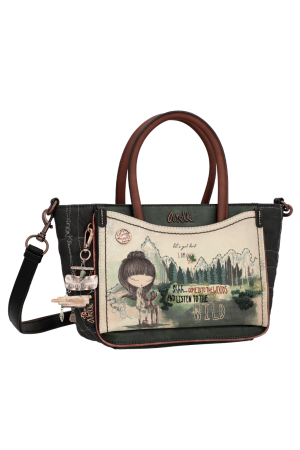 Sac à main ANEKKE noir illustrations forêt canadienne