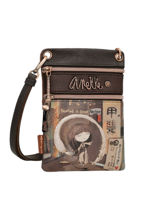 mini sac bandoulière Anekke Shoen en similicuir marron à imprimé