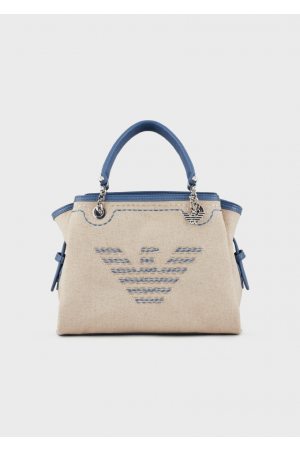 Sac à main en lin avec bijou et Logo Aigle - ARMANI