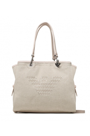 sac cabas logo Aigle Armani en lin et similicuir beige