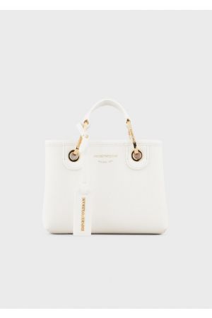 mini sac à main Armani MyEA en synthétique effet cuir grainé blanc