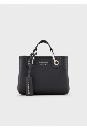 mini sac à main Armani MyEA en synthétique effet cuir grainé bleu marine / navy