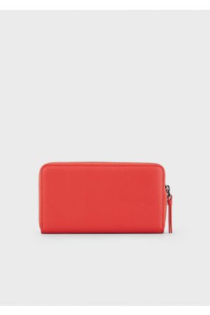 portefeuille zippé Armani MyEA en similicuir grainé orange