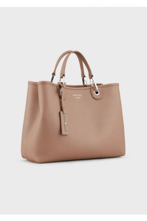 sac cabas Armani MyEA en similicuir grainé beige