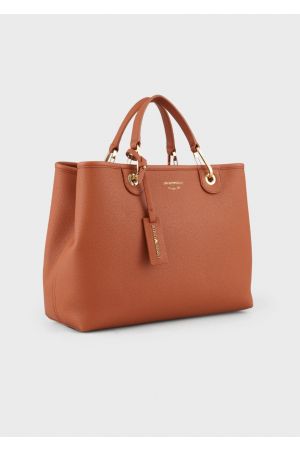 sac cabas Armani MyEA en similicuir grainé camel