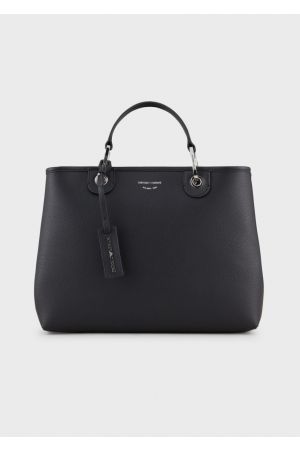 sac cabas Armani MyEA en similicuir grainé bleu marine navy