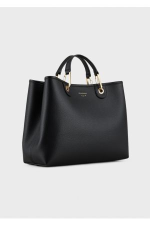 sac cabas Armani MyEA en similicuir grainé noir