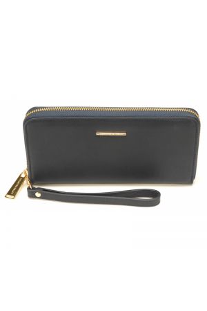 Compagnon zippé AMANDINE en cuir navy - ARTHUR & ASTON