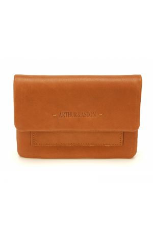 porte-monnaie à rabat homme en cuir Arthur & Aston Johany camel