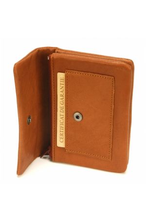 porte-monnaie à rabat homme en cuir Arthur & Aston Johany camel