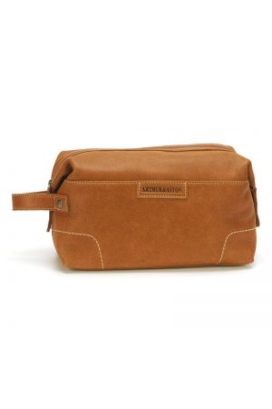 trousse de toilette en cuir camel Arthur & Aston Marco