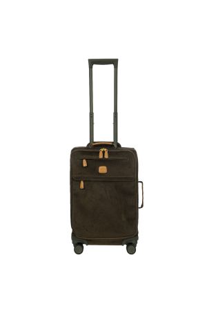 valise cabine semi-rigide Bric's Life en similicuir kaki