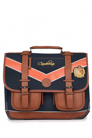 cartable 38cm Cameleon vintage camel motifs Navy Badges