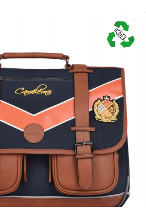 cartable 38cm Cameleon vintage camel motifs Navy Badges