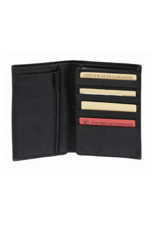 Portefeuille LOUIS cuir gras noir