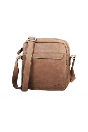 Pochette portée-travers Vintage cuir camel