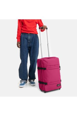 sac de voyage cabine à roulettes Eastpak Transit'R S en toile rose