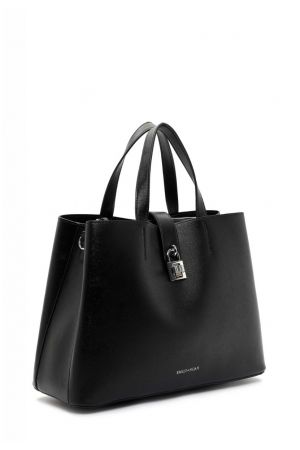 sac shopping avec bandoulière Ida en cuir synthétique fin noir Emily & Noah