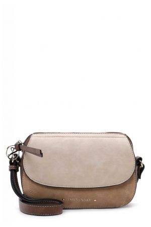 petit sac bandoulière à rabat Ines en synthétique effet nubuck vegan beige Emily & Noah
